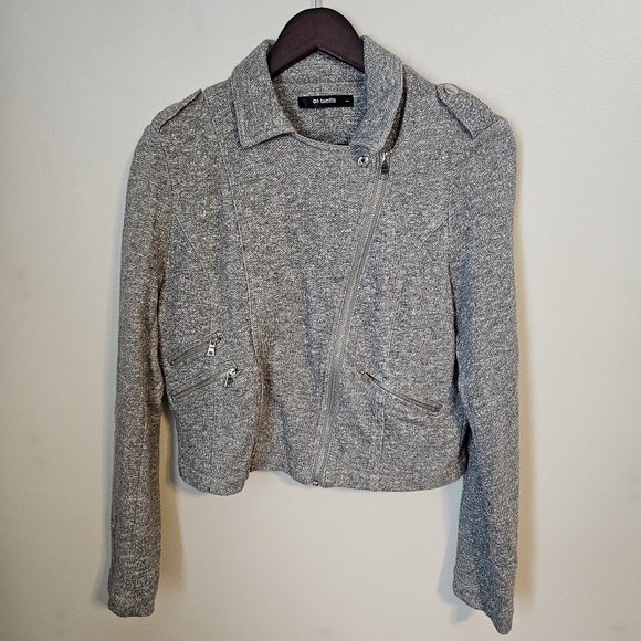 On Twelfth Jacket Gray Zip-Up Moto Lightweight Casual Neutral Trendy Spring Fall - Picture 3 of 8